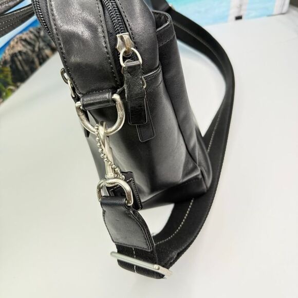 COACH F70707 Lexington Smooth Black Leather Office Commuter Briefcase Laptop Bag - Picture 5 of 16